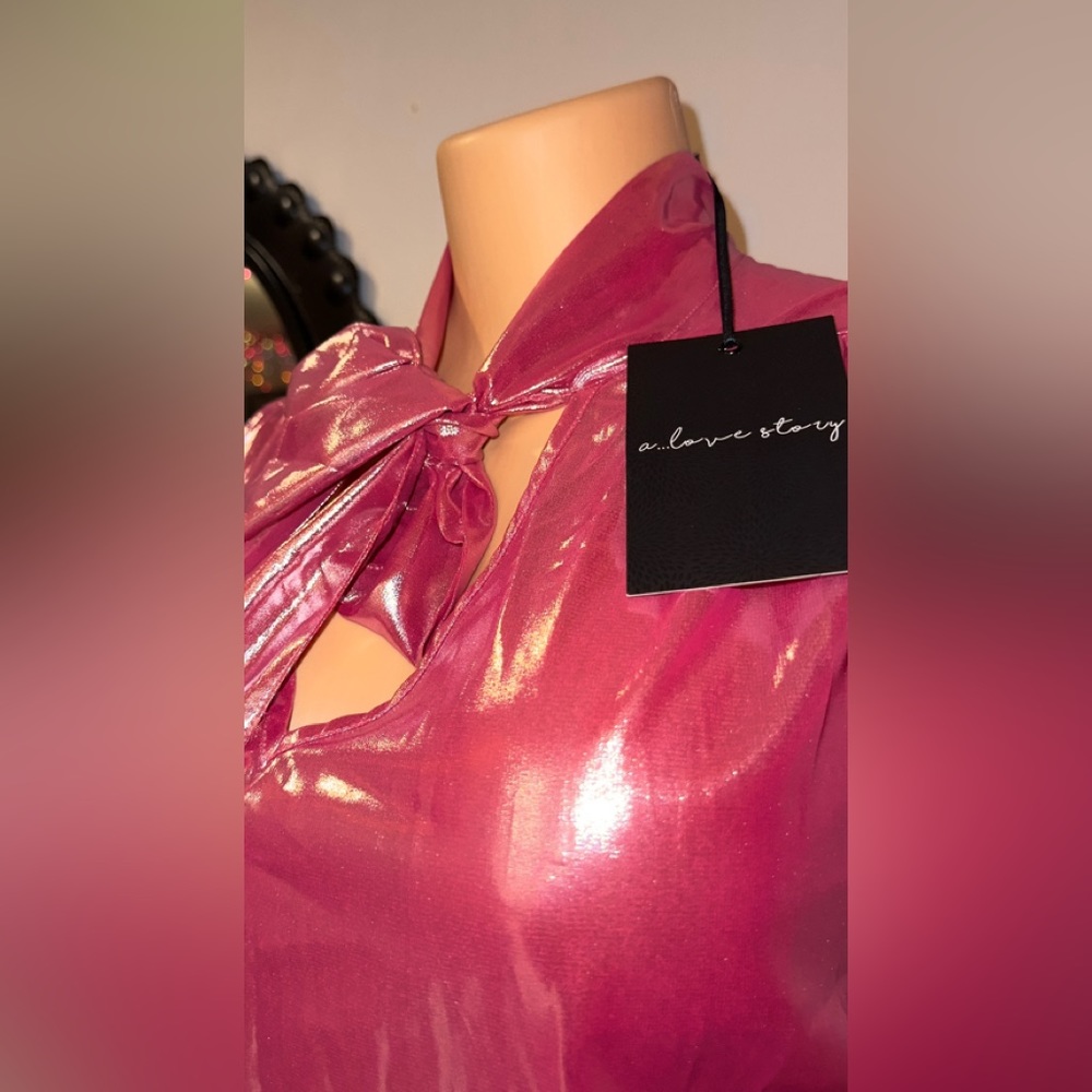 SOLD NWT WOMEN’S BLOUSE METALLIC PINK SLEEVELESS SIZE XL - Picture 7 of 9